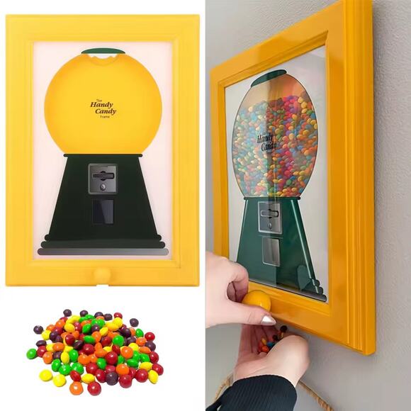 Picture Photo Frame Fun Cute Candy Machine Dispenser Yellow - Picture 1 of 5